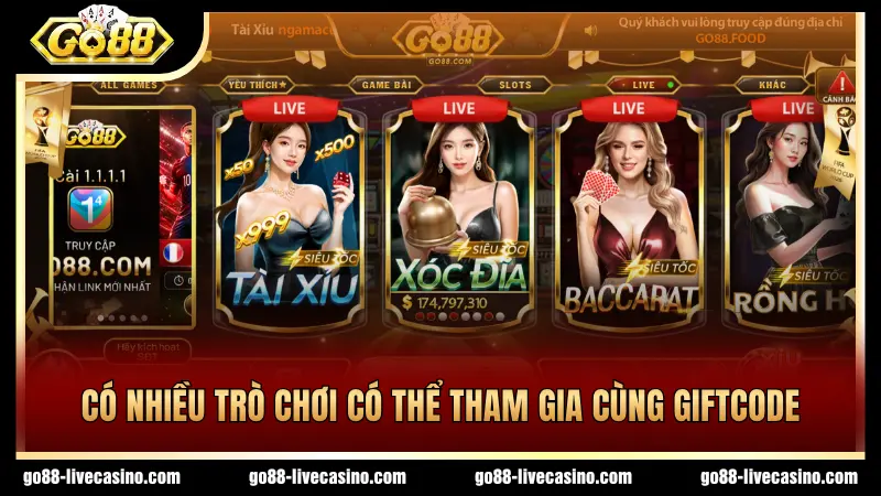 Có nhiều trò chơi có thể tham gia cùng Giftcode