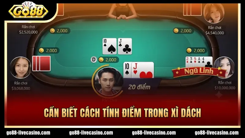 Tính điểm game bài Xì Dách tùy từng trường hợp